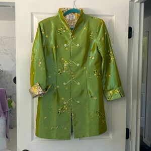 Traditional Chinese Tang Silk Print Shimmer Dress Jacket